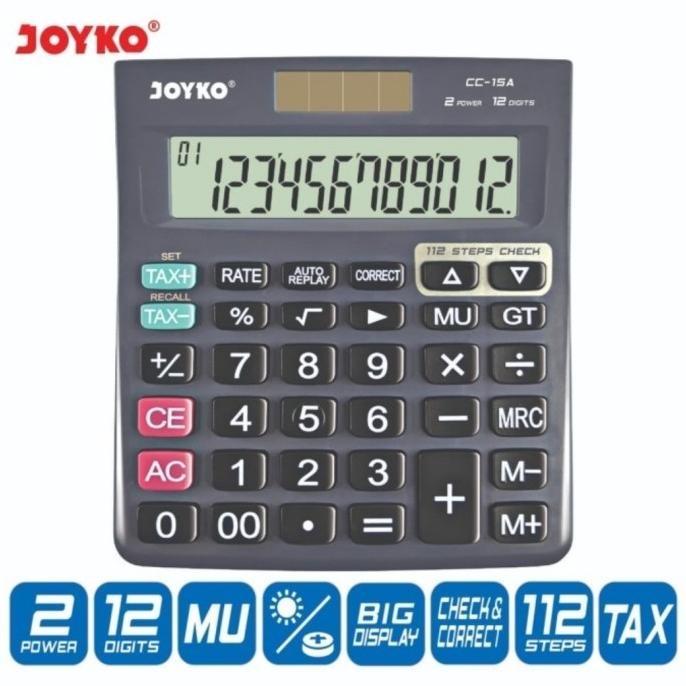 

Pk32 Tu-67 Mma-1318 Joyko Cc 15A 12Digit Check & Correct Calculator - Kalkulator Meja Cek Cc15A Hemat Murah