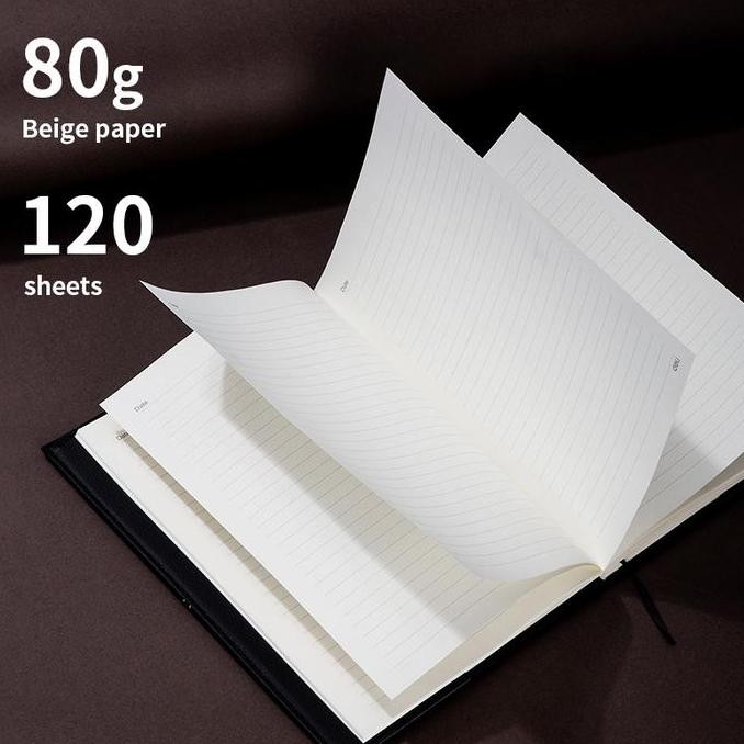 

Deli Leather Cover Notebook / Buku Catatan / Agenda Sampul Kulit A5 120 Lembar Magnetic Lock EN142L Black Hitam TA