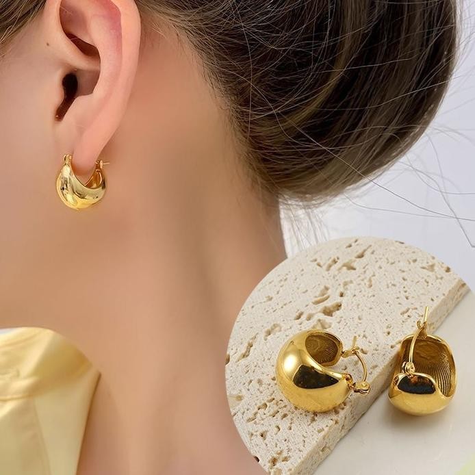 Anti Karat Anting Titanium Airdrop Hoop Earrings Hoop Earrings Anting Stainless El Hoop Anting Gantu