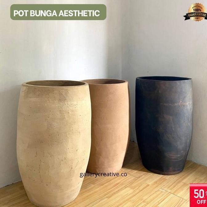 pot bunga aesthetic - pot bunga besar GARANSI 100% pot bunga nursery gold pot & planter taman garans