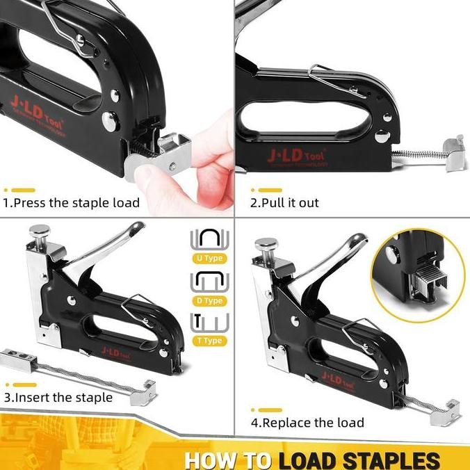 

JLD Staples Tembak 3 in 1 steples tembak kayu karpet banner Stapler gun tacker - 600pcs mata