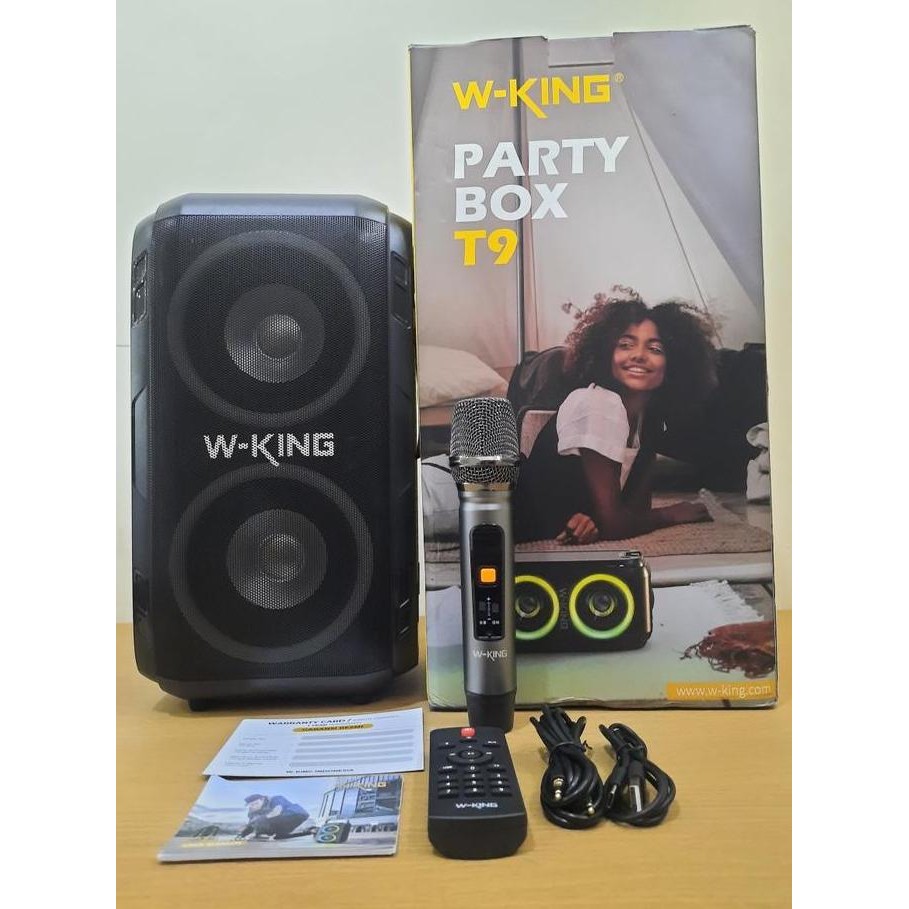 Speaker Karaoke Portable Bluetooth Wireless W-King T9Ii 2 Mic Wking New Stok
