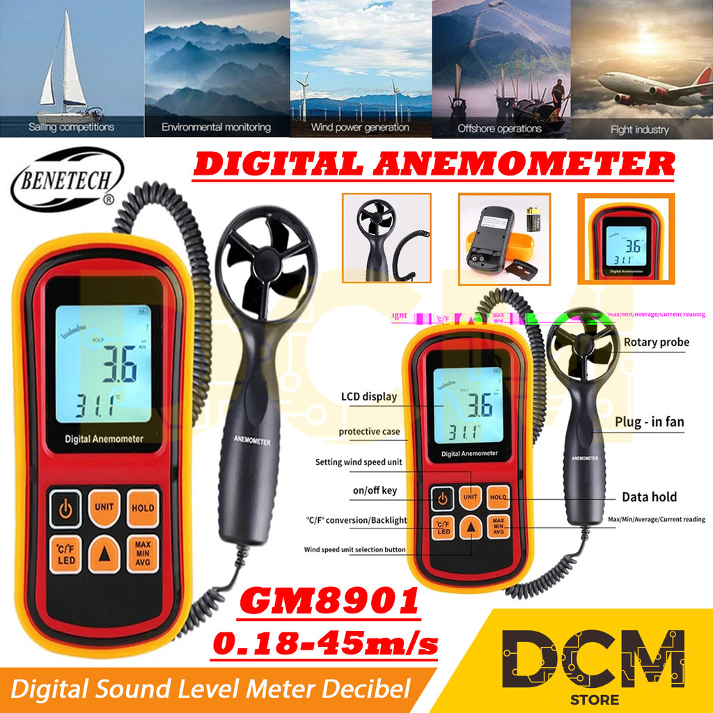 BENETECH GM8901 Digital Anemometer Wind Speed Air Meter Thermometer