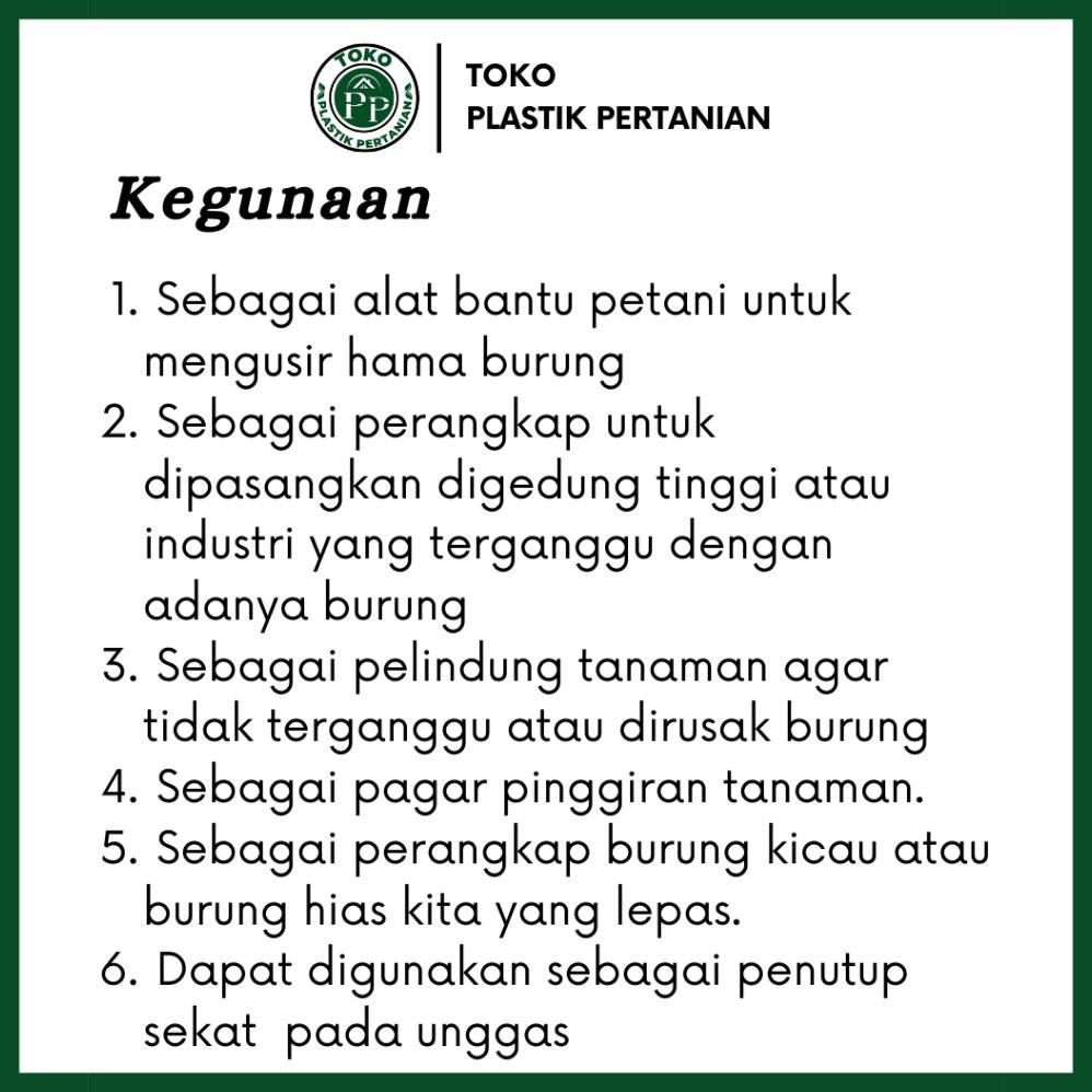 Jaring Burung 0.12 100Md 100 Yard - Jaring Pelindung Padi Spaylater 0%|Terlaris|Trend|Baru|Ready|Rea