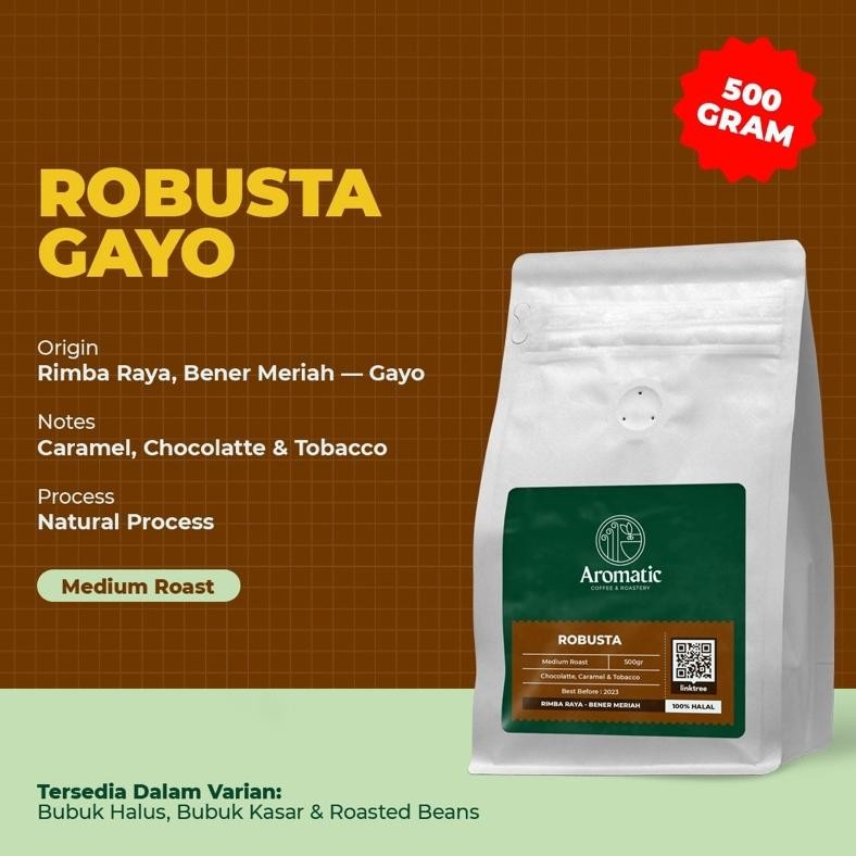 

NEW!!! AROMATIC COFFEE Kopi Aceh Robusta gayo 500 gram (BIJI/BUBUK)