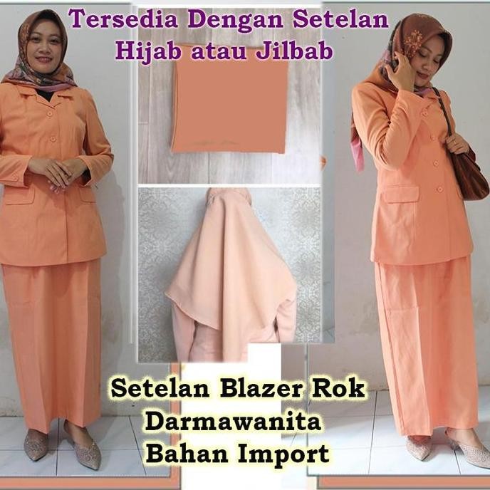 Tersedia Setelan Blazer Dharmawanita Hijab Rok Brand Azkia Seragam