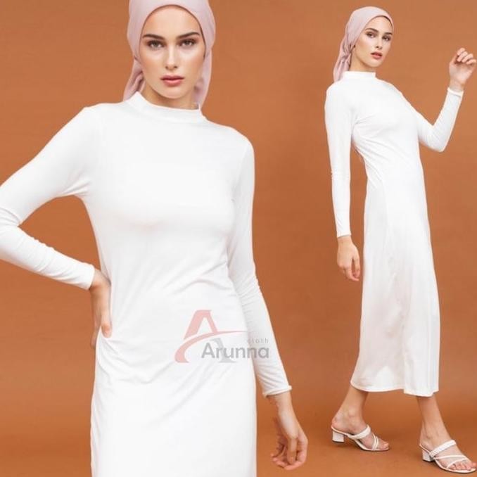 INNER DRESS LENGAN PANJANG MANSET GAMIS DALEMAN KAFTAN SPANDEK JERSEY