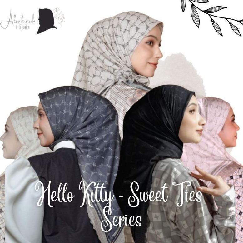 HIJAB KERUDUNG SEGI EMPAT MOTIF LASABELLE HELLO KITTY SWEET TIES SERIES VOAL PREMIUM BESTSELLER TERM