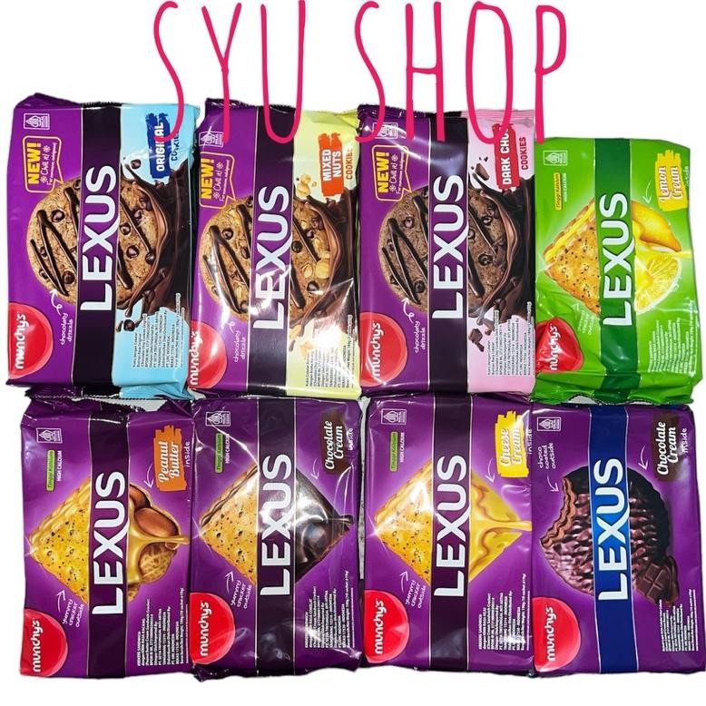 

PJ Munchys lexus sandwich cream biskuit biscuit cookies cookie chocolate dark choco coated peanut butter cheese lemon mixed mix nut