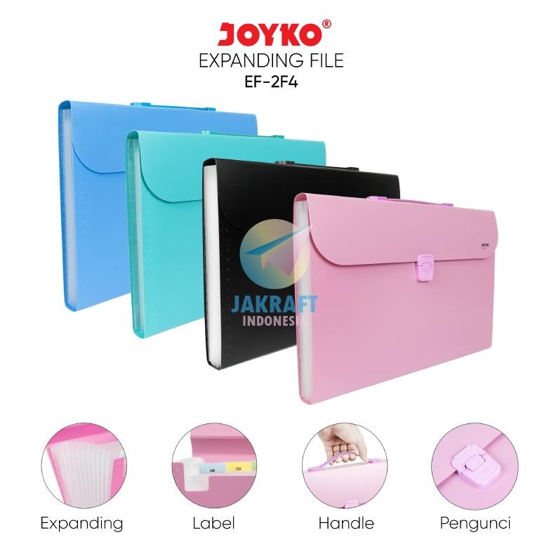

(1 Pcs) Map Harmonika Expanding File Handle Tenteng JOYKO EF-2F4 Warna Pastel Plastik Button Dokumen Sertifikat Berkas Folio F4 FC Nota Giro