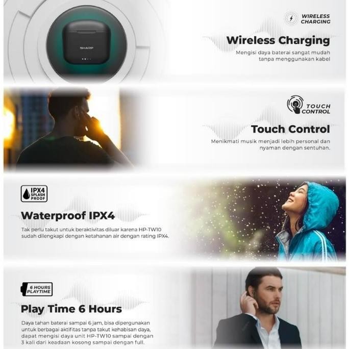 Sharp Tws Earbuds Hp-Tw10 New Stok