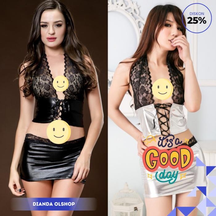 LINGEIRE SEKSI KULIT PU RENDA TRANSPARAN GAUN CLUB MALAM SEXY LINGERE REKOMENDASI