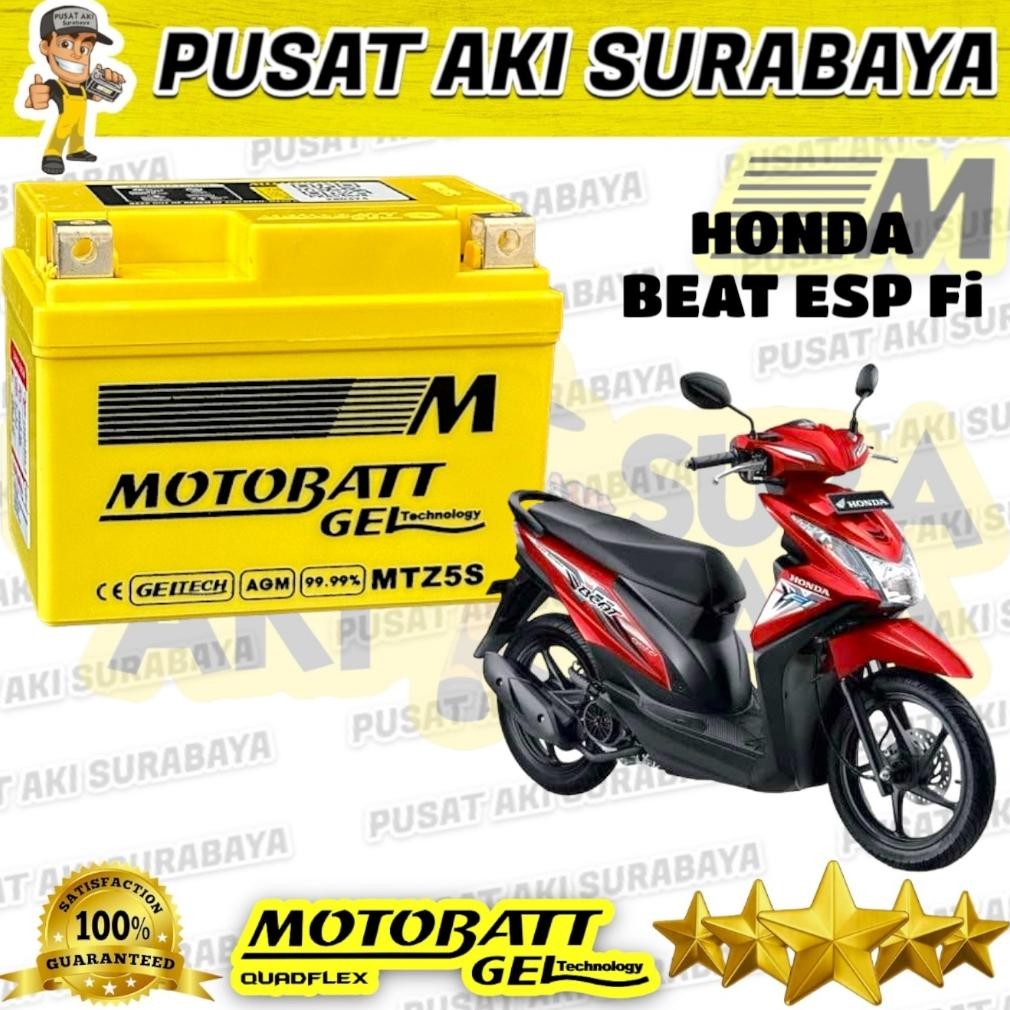 PUSAT AKI SURABAYA AKI KERING MOTOBATT MTZ5S ACCU SEPEDA MOTOR HONDA BEAT ESP FI BEAT OLD BEAT ESP B