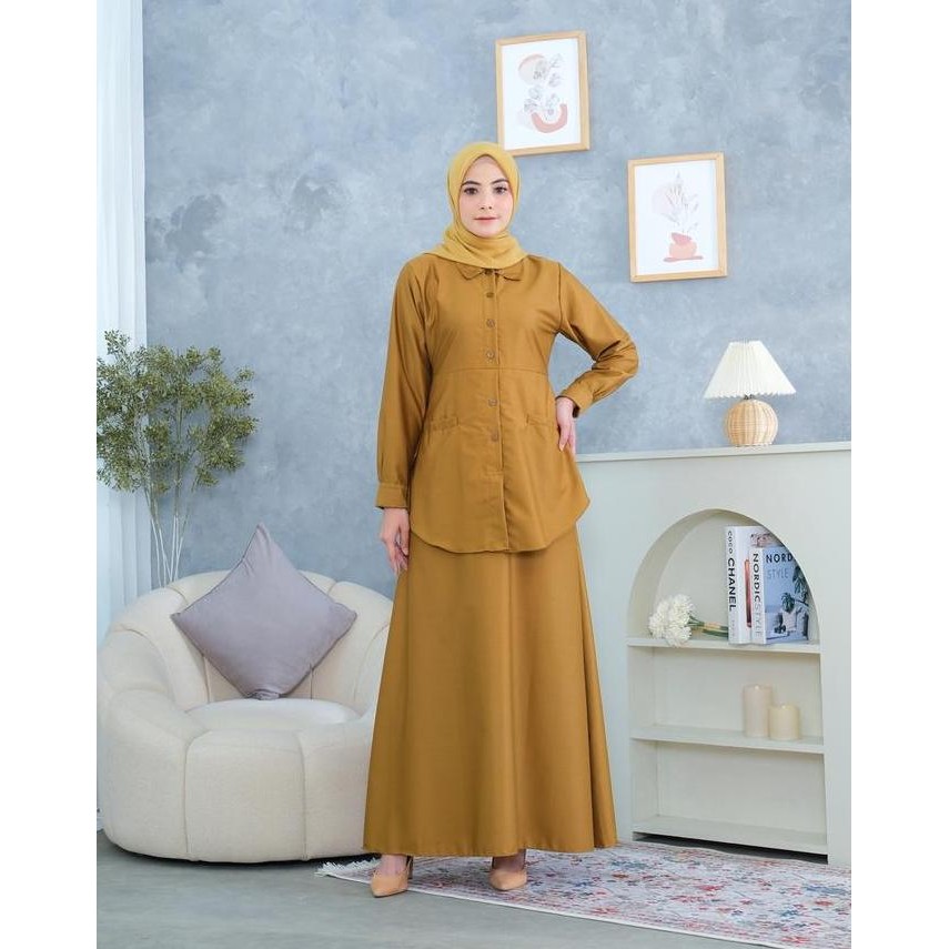 Tersedia Gamis Seragam PNS PDH ASN Warna Khaki Model Setelan Bahan ToyoboPremium
