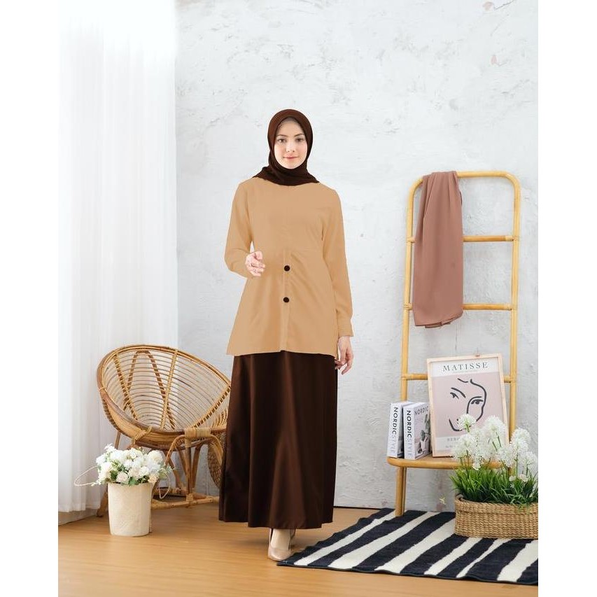 Tersedia Gamis Seragam Guru Kombinasi Pramuka Model Setelan Twopeach Bahan Full Katun Toyobo Muslim 
