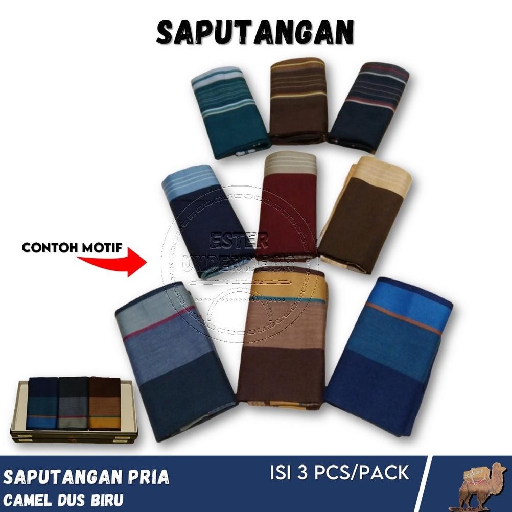 Saputangan Pria Camel Biru Halus isi 3Pcs AST
