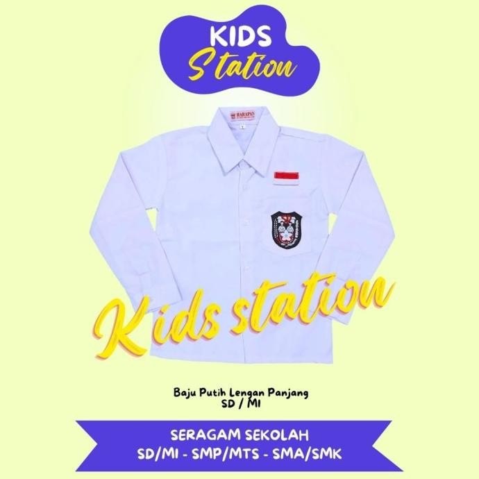 Tersedia Baju Seragam Sekolah SD Warna Putih Lengan Panjang Jumbo Big size