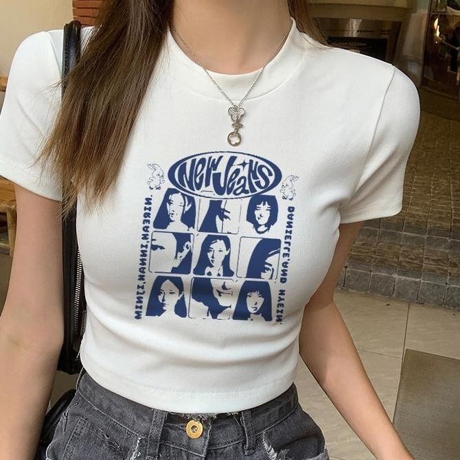 (Expert) PINYUN STORE I005 Baju Atasan Wanita Terbaru | Baju Pendek Wanita Crop Top Ketat | Newjeans