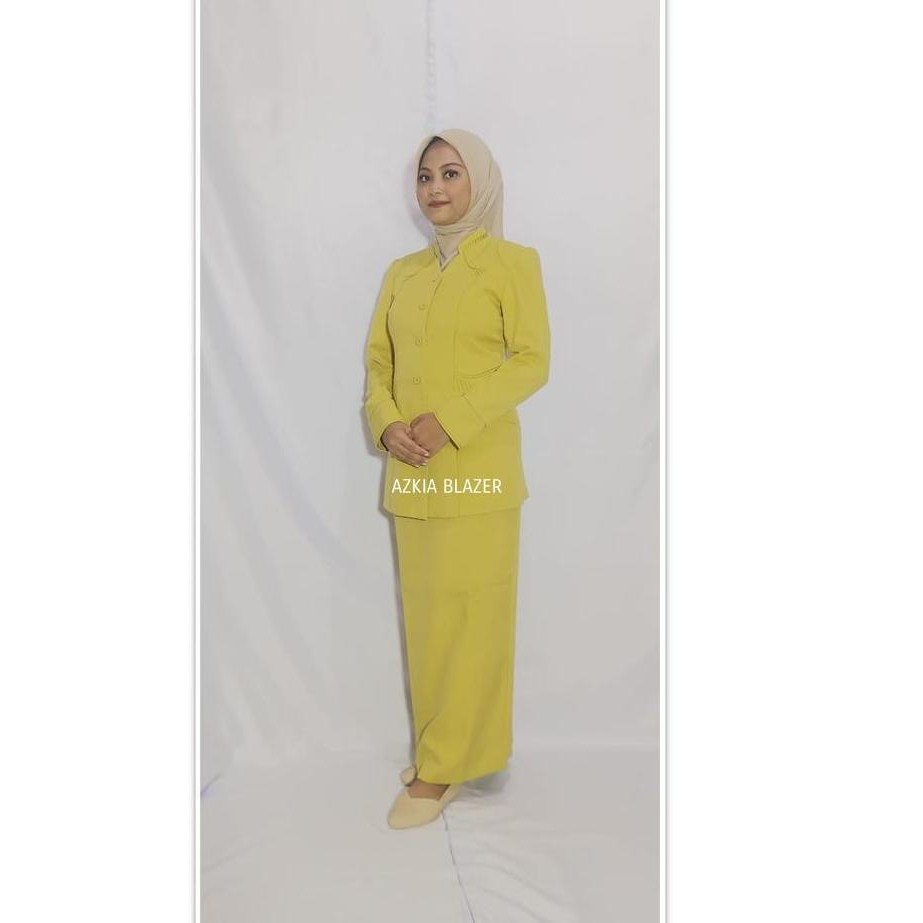 Tersedia Set Blazer Wanita Hijau Igra Merek Azkia Blazer,Seragam Kerja Wanita