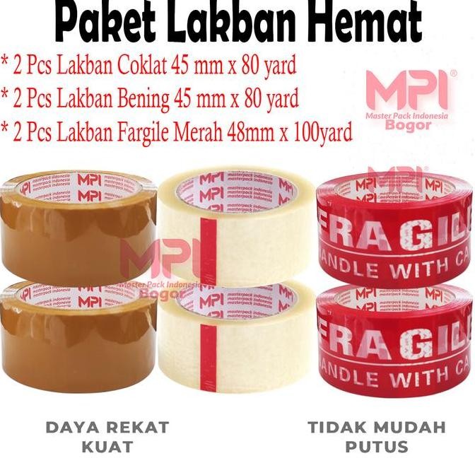 

Diskon Paket Lakban Hemat - 2 Pcs Lakban Bening + 2 Pcs Lakban Coklat + 2 Pcs Lakban Fragile Merah - Master Pack Indonesia