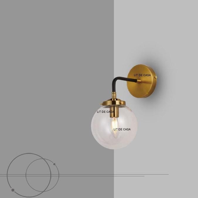 Grosir Lampu Dinding Bentuk Bola Bahan Kaca Warna Emas B1598