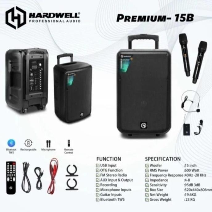 Murah Speaker Portable Hardwell Premium 15B Original Speaker Meeting Wireless Hardwell 15Inch