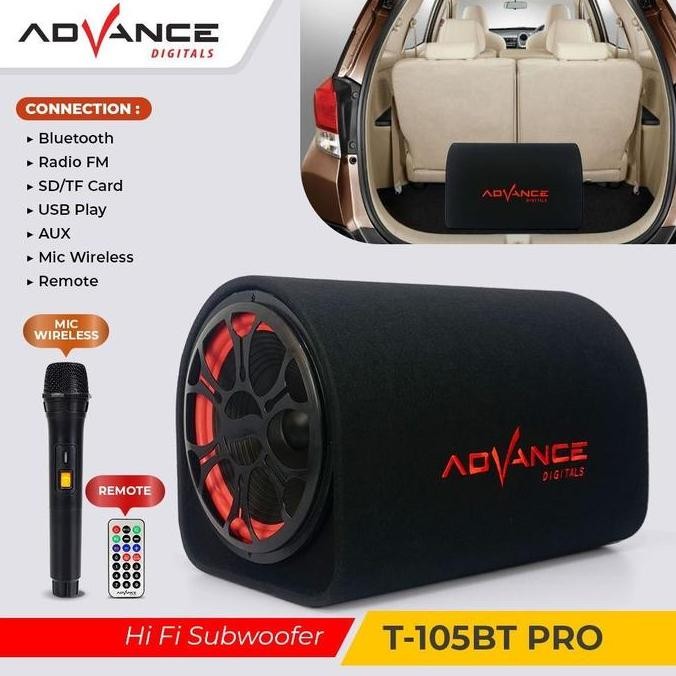Murah Advance T-105 Bt Pro Speaker 12" Inchi Subwoofer Karaoke Portable Tabung Bluetooth Bass Free 1