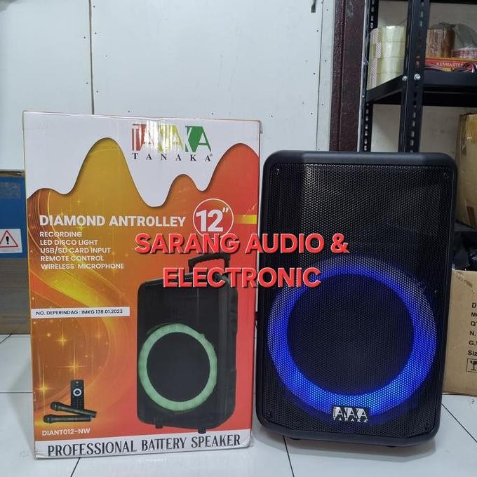 Grosir Speaker Aktif Portabel Tanaka Diamond Antrolley 12In Original 12 Inch