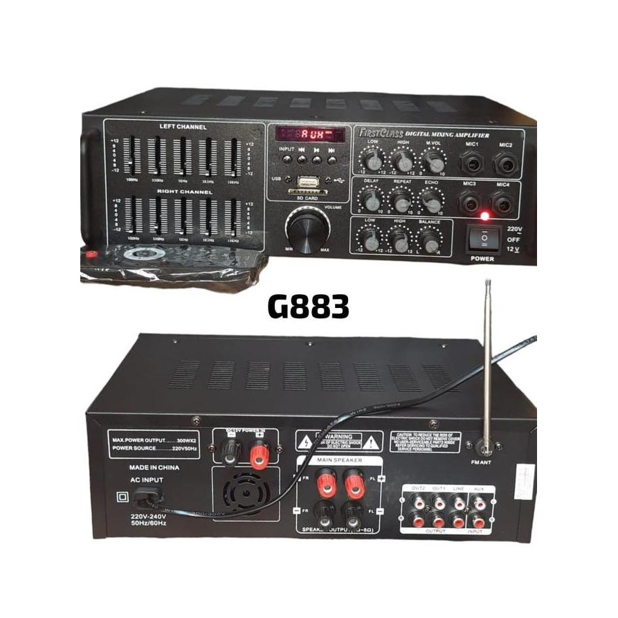 G883 ORIGINAL AMPLIFER BONUS MIC MIXER DIGITAL KARAOKE HOME THEATER FIRST CLASS MIXING AMPLI FM RADI