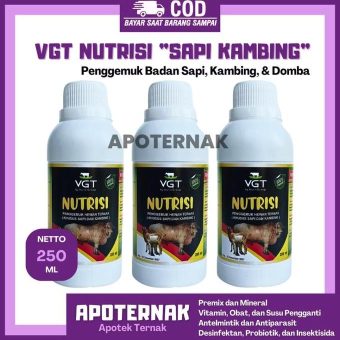 Vgt Nutrisi Sapi Kambing 250 Ml | Vgt Sapi Penambah Adg Instan | Vgt Ternak Sapi Kambing Domba Co