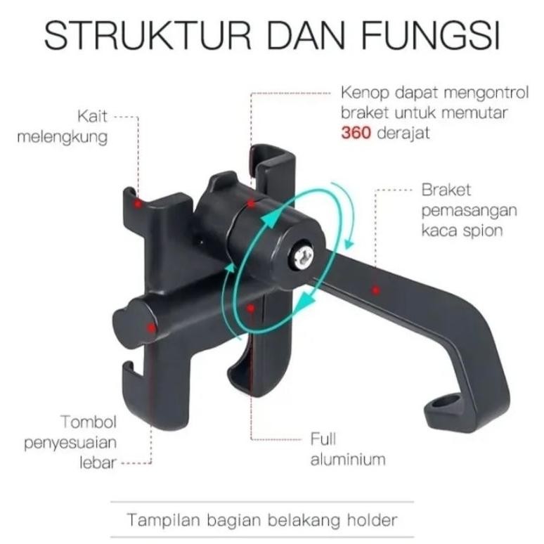 HOLDER STANG MOTOR / HOLDER HP / PHONE HOLDER STANG SEPEDA FULL BESI IMPORT MURAH C2 ASLI
