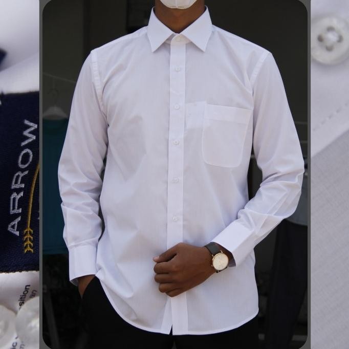 (Expert) Kemeja Pria Lengan Panjang Arrow 03A Reguler Putih Polos