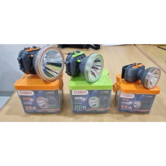 Luby Senter Kepala Selam Super Terang Senter Selam Luby 7200Mah Lithium Led Rechargeable 80W - 18117