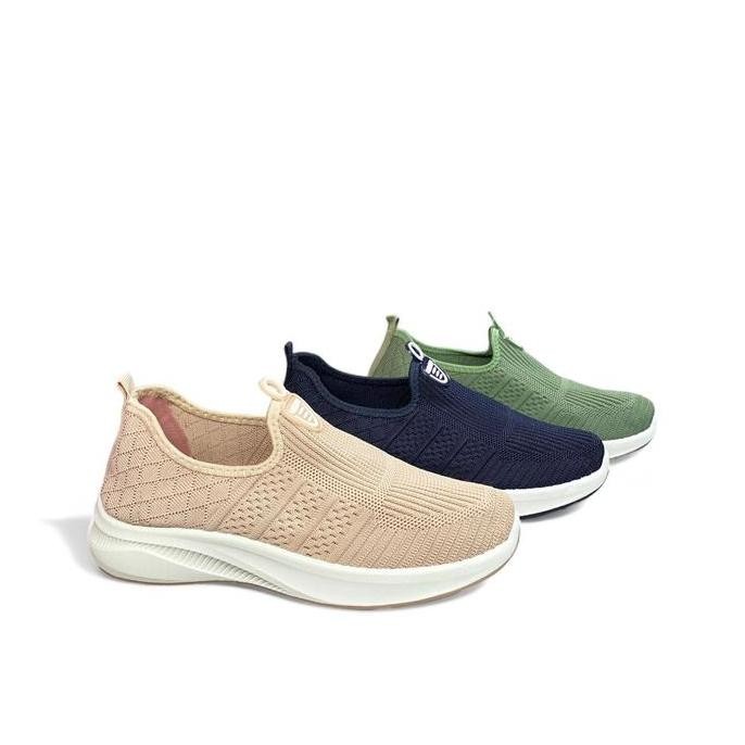 Tersedia SAILATU sepatu rajut model wedges slip on model terbaru S860 Flat Cewek Shoes Wanita Hitam 