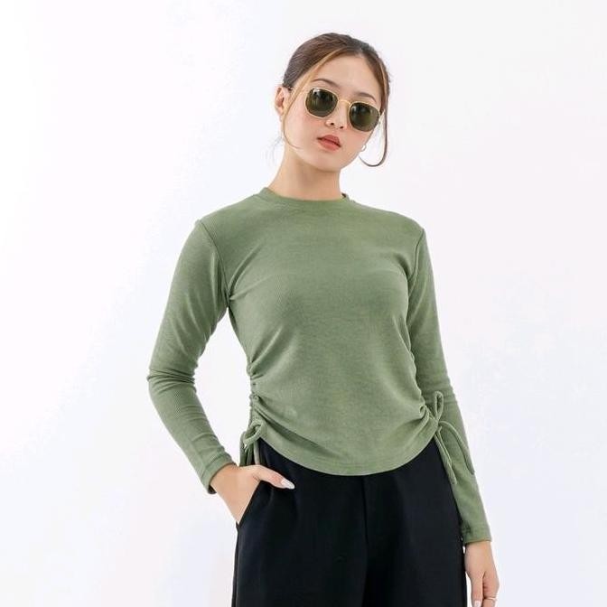 (Expert) Rib Blouse Crop Serut// kaos Rib Premium Serut Atasan Wanita