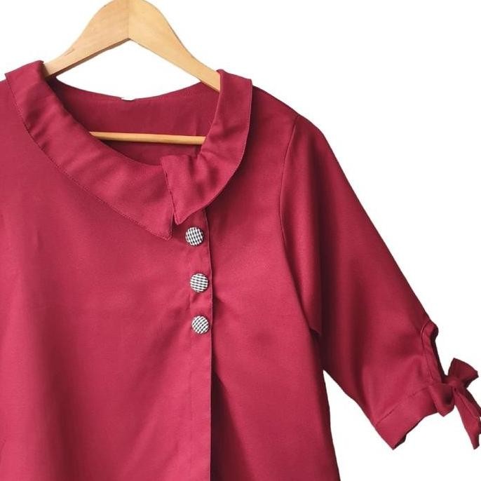 (Expert) LVL - Blouse Atasan Jumbo Wanita Baju Fashion Model Baru Blus Cewek Beline Kancing Katun