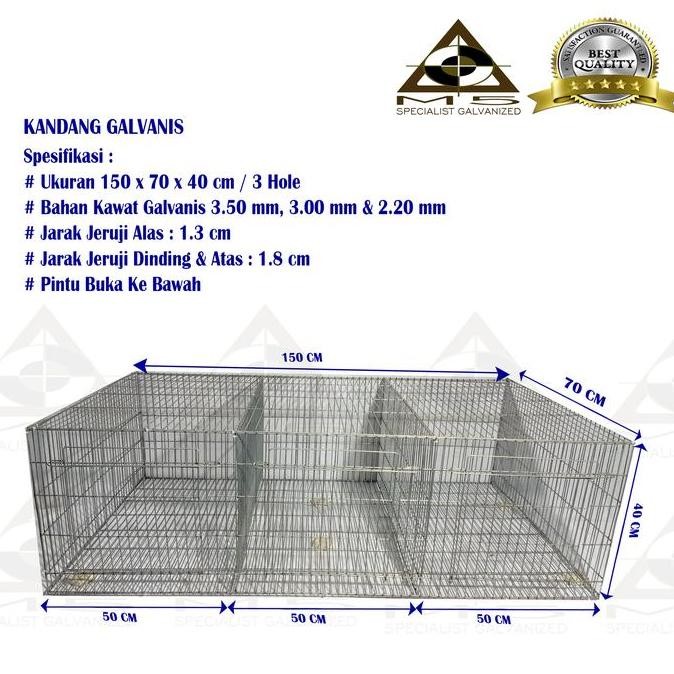 Kandang Kelinci Galvanis - Indukan / Breeding ( 150.70.40 / 3 Hole ) Co