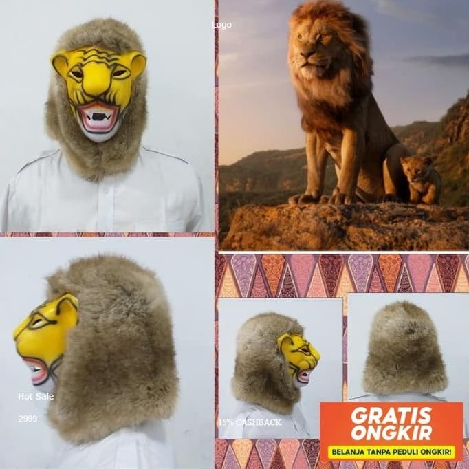 Topeng Singa Anak Dewasa /Topeng Harimau Macan