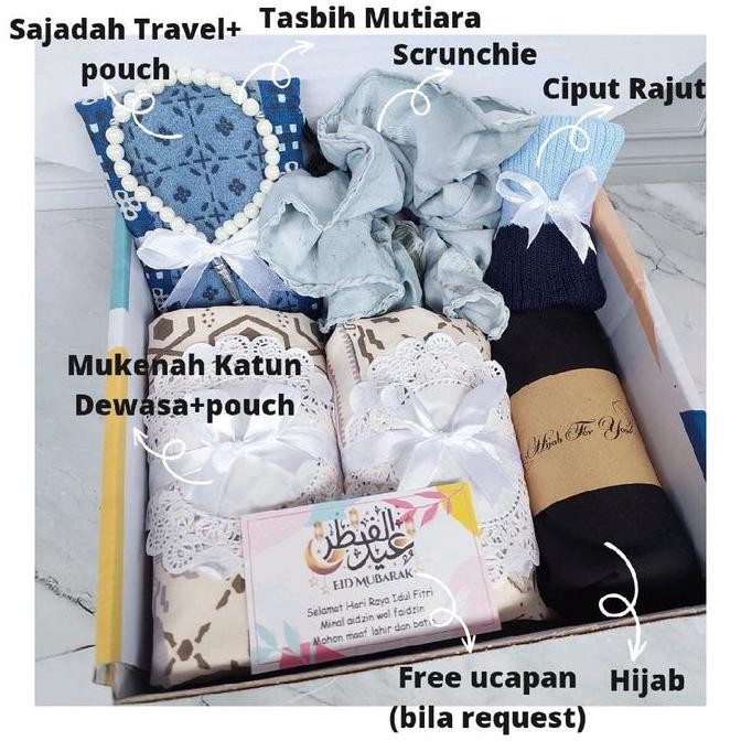 Tersedia (hampers Mukena Katun Dewasa) giftbox spesial alat sholat Cewek bingkisan lebaran  Sajadah 