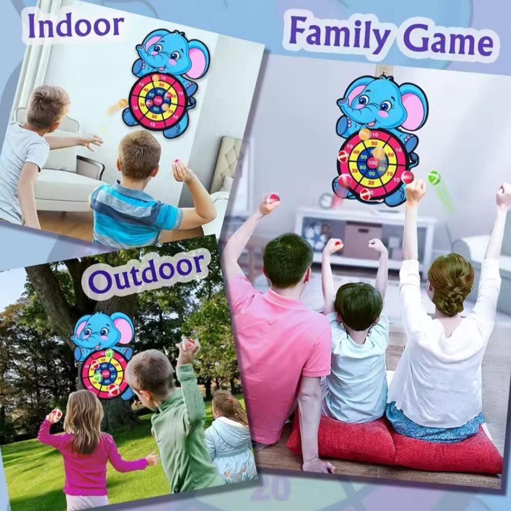 [hero] Mainan Interaktif Keluarga Olahraga Board Game Lempar Bola Velcro Dart - Sitcky Dart Ball nUg
