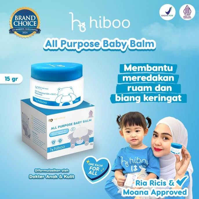 hiboo All Purpose Baby Balm 15g Ruam Popok - Nourishing Balm Calming Baby Cream Baby Oil Balsem Kuli