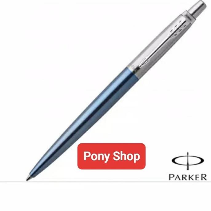

TERLARIS - Pulpen Parker New Jotter Waterloo Biru Muda CT Ballpoint Klip Silver