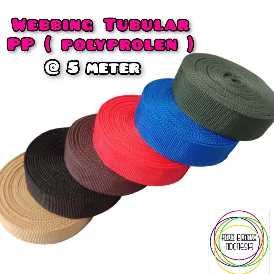 Webbing Tubular @ 5 meter  / Uk 2,5 cm / 100% pp ( polyprolen ) / Variasi 6 warna - @ 5 meter AST nU