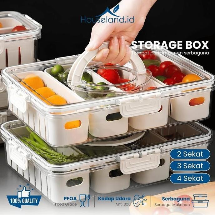

Terlaris Storage Box Penyimpanan Kulkas Dengan Rak Portabel, Segel Ganda Untuk Sayuran, Buah, Daging, Dan Makanan Beku