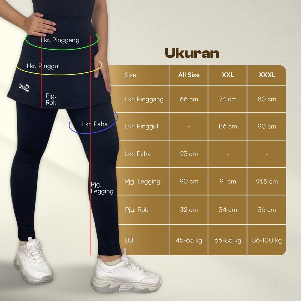 Kadens Legging Rok Panjang Jumbo/Celana Panjang Olahraga Muslimah/Legging Rok Panjang Wanita/Celana 