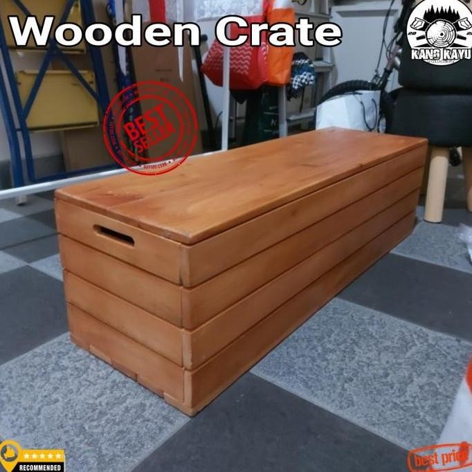 

Terlaris Wooden Crate Box Kayu Plus Tutup 100-120X40X40Cm Storage Box Jati