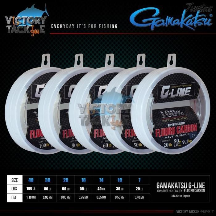 Promo Senar Pancing Benang Leader Gamakatsu G-Line Fluorocarbon Big Spool 50 Meter