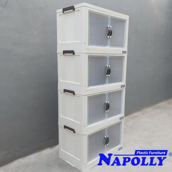 

Terlaris Lemari Plastik Polibox Susun 4 Container Box Lipat Portable