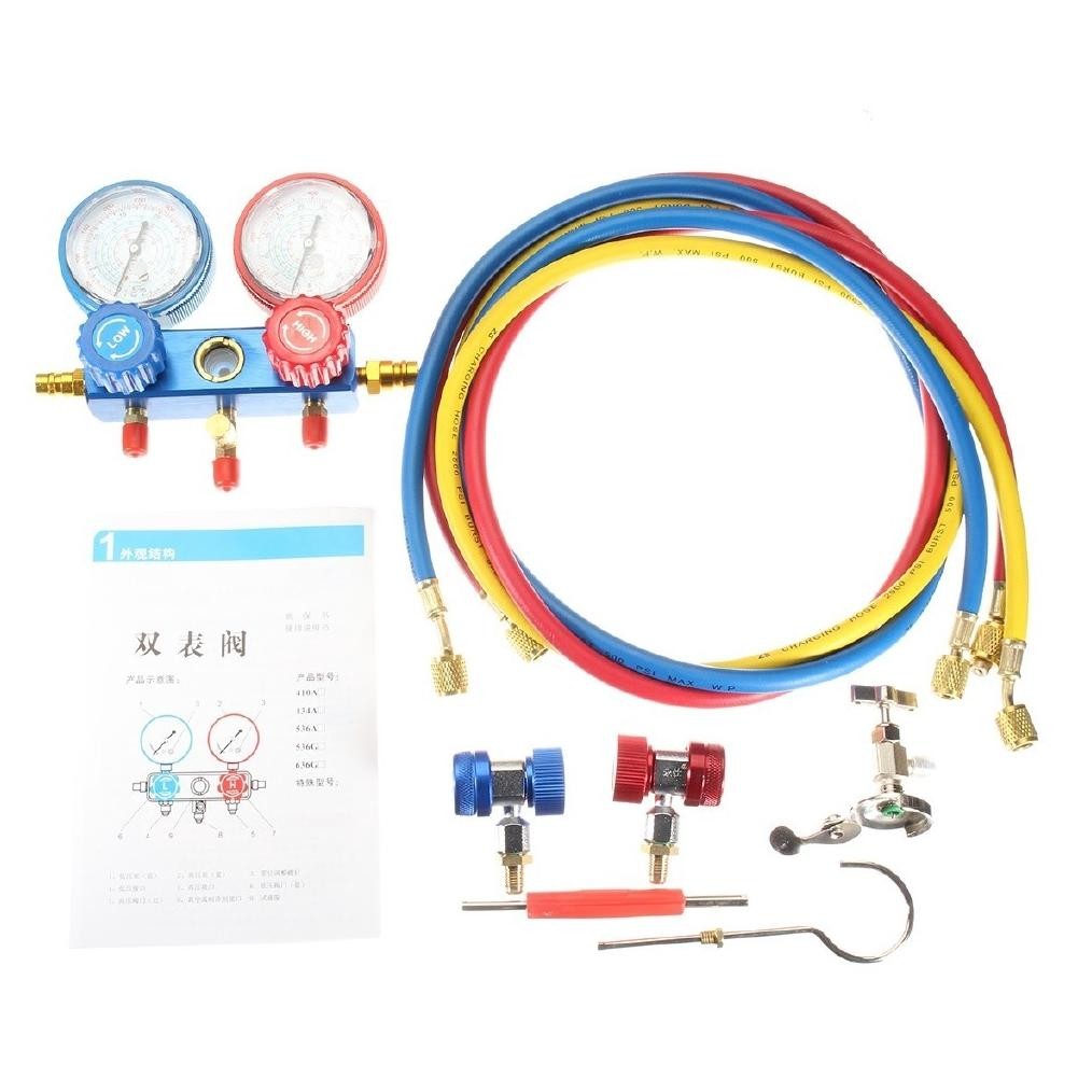 Carlosmomok12 Testing Manifold Meter Alat Pendingin Ac Mobil Kit Isi Freon Set Dengan Pengukur Manif