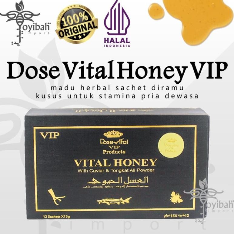 Dose Vital Honey Vip (Black) Original 100% [1 Box Isi 12 Sachet/15G] Madu Kuat Pria Asli Etumax Vip 